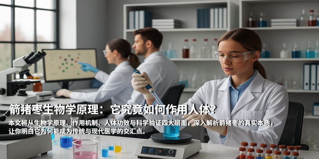 箭猪枣生物学原理图片字在简短介绍,图片内容有几个人在做研究