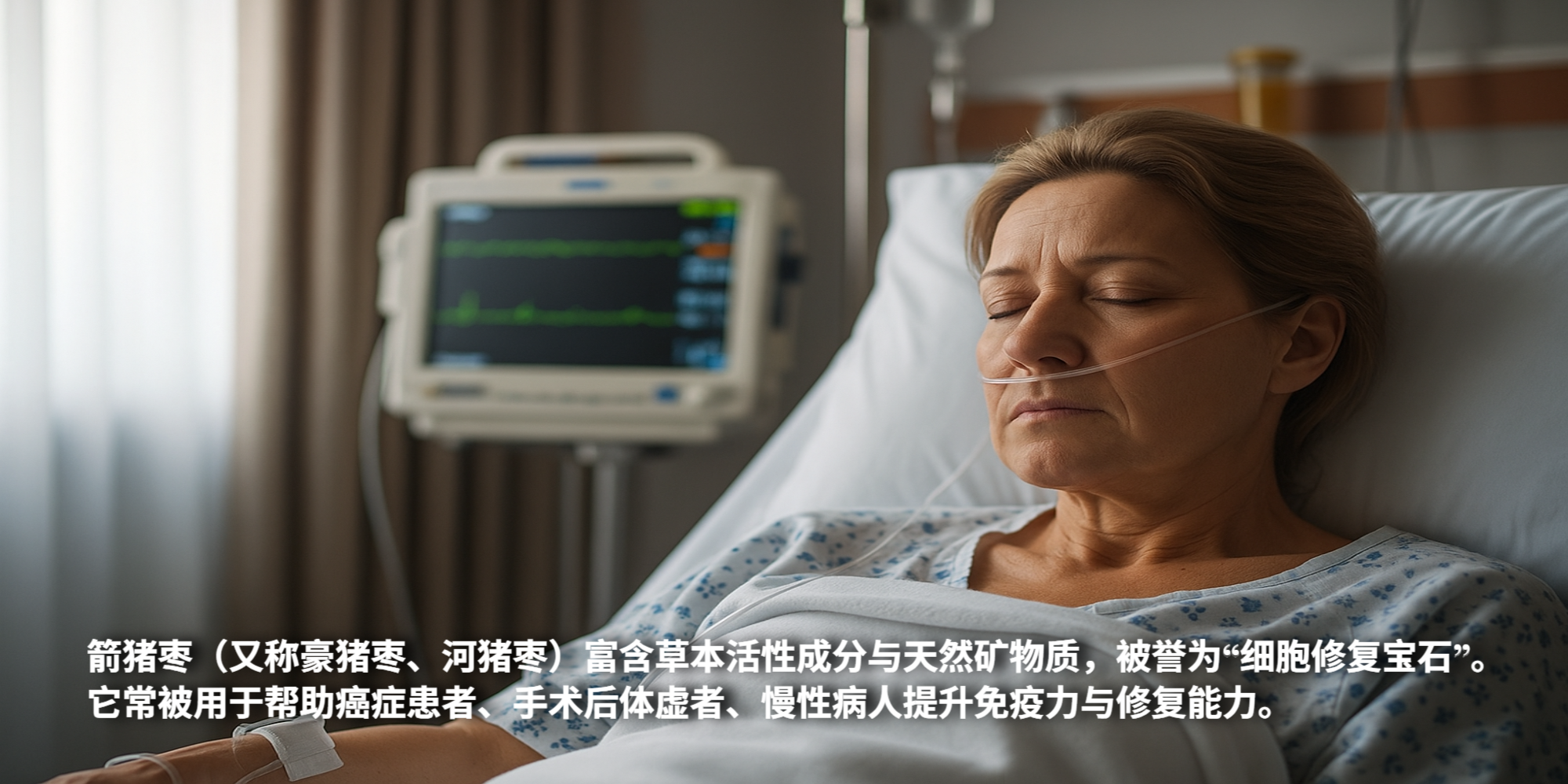 箭猪枣适合这 5 类人，一位病人在躺着。需要治疗